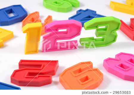 Colorful plastic numbers 123 on white Colorful plastic numbers 123 on white 29653083