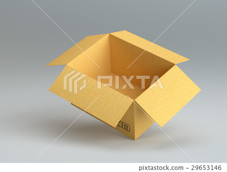 Empty open cardboard box on gray background 29653146