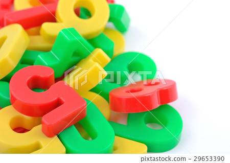 Colorful plastic numbers on white 29653390