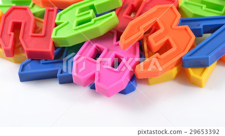 Colorful plastic numbers on white Colorful plastic numbers on white 29653392