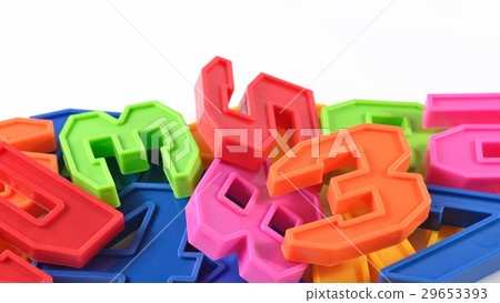 Colorful plastic numbers on white Colorful plastic numbers on white 29653393