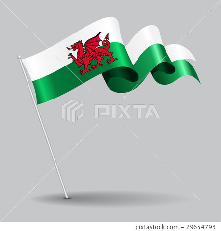 Welsh pin wavy flag. Vector illustration. 29654793