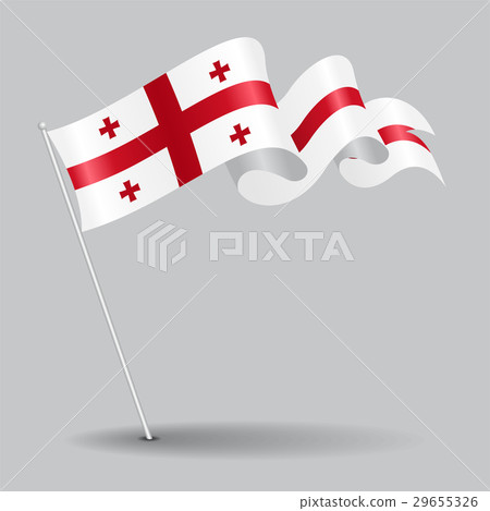 Georgian pin wavy flag. Vector illustration. 29655326