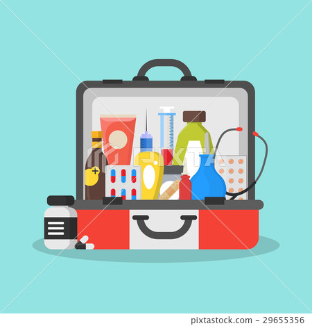 First Aid Kit Box or Suitcase. Vector 29655356
