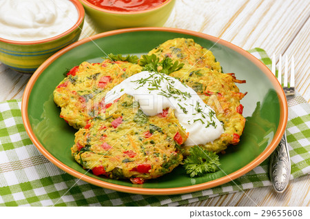 Vegetarian cuisine - vegetable fritters. Vegetarian cuisine - vegetable fritters. 29655608