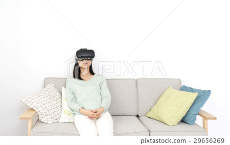 A young lady who enjoys VR at home A young lady who enjoys VR at home 29656269