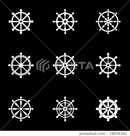 Vector white rudder icon set 29656362