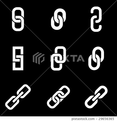 Vector white chain or link icon set 29656365