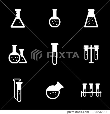 Vector white chemistry icon set 29656385
