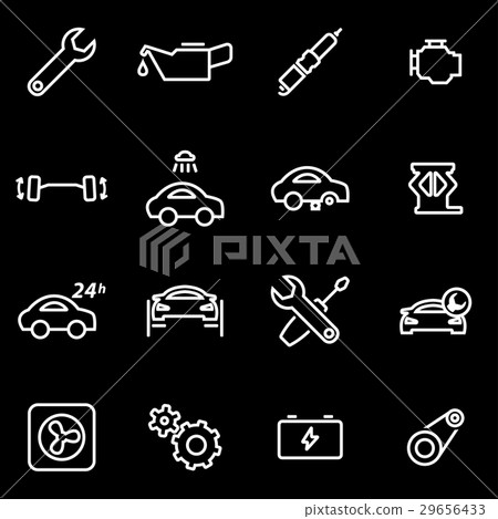 Vector line car service icon set 29656433