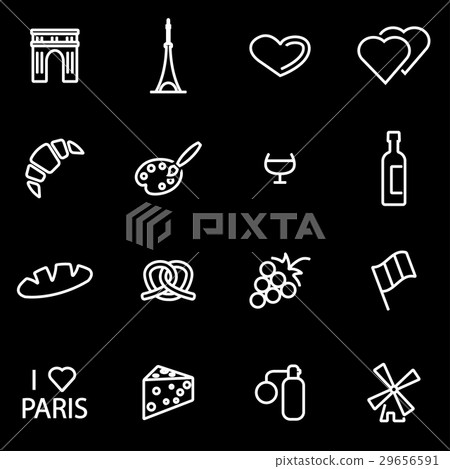 Vector line paris icon set - Stock Illustration [29656591] - PIXTA