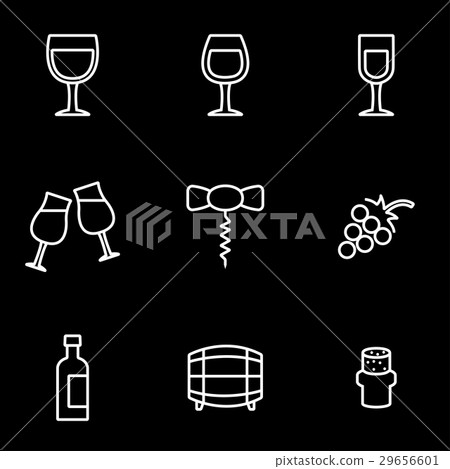 Vector line wine icon set - Stock Illustration [29656601] - PIXTA