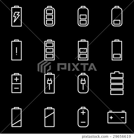 Vector line battery icon set Vector line battery icon set 29656619