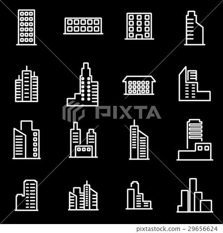 Vector line building icon set - Stock Illustration [29656624] - PIXTA
