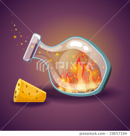 Cartoon vector empty bottles with flame 29657194