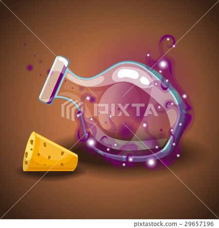 Empty bottles of potions with magic smoke 29657196