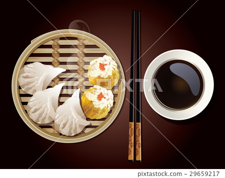 Vecter of Dim Sum in Bamboo Steamer 29659217
