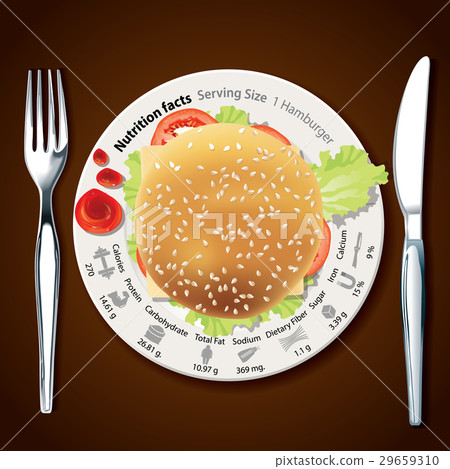 Vector of Nutrition facts in Hamburger Vector of Nutrition facts in Hamburger 29659310