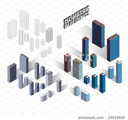 Vector isometric buildings set. 29659600