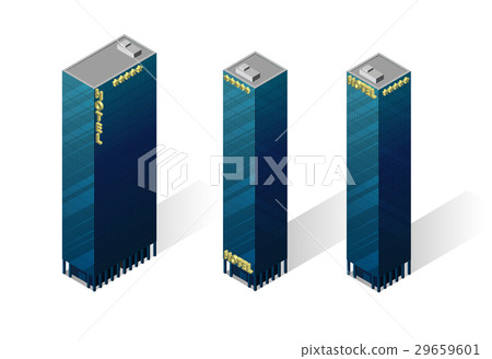 Vector isometric skyscrapers icons. 29659601