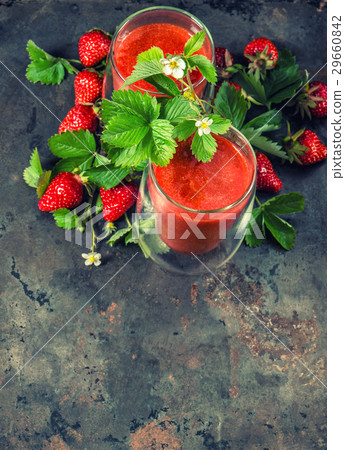 Healthy fresh strawberry smoothie. Detox concept. 29660842
