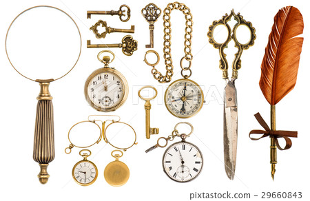 Collection of golden vintage accessories  29660843