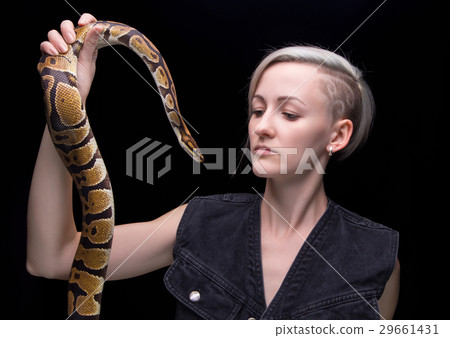 Portrait of blond woman with snake Portrait of blond woman with snake 29661431