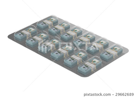 Financial Aid concept. Dollar Pills in the blister Financial Aid concept. Dollar Pills in the blister 29662689