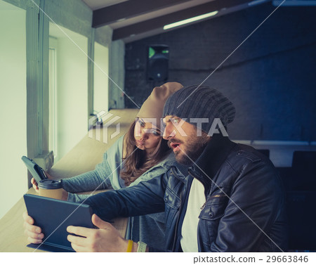 Video conference of young hipsters. Video conference of young hipsters. 29663846