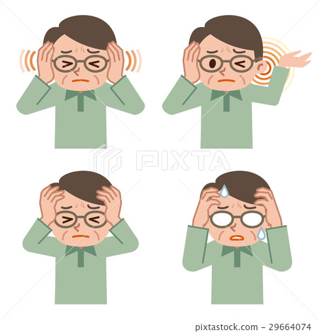 A set of senior men suffering from headaches 29664074