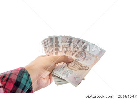 hand holding money isolated on white background hand holding money isolated on white background 29664547