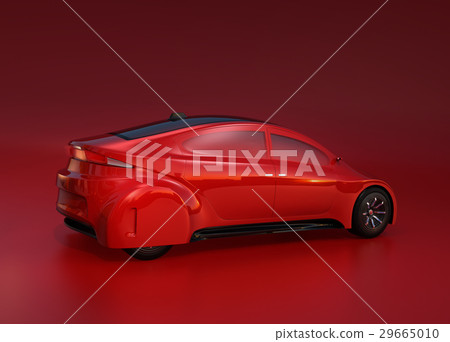 An image of a red sedan on a red background. 29665010