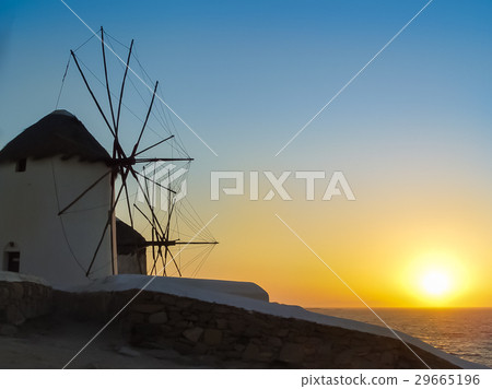 The sunset at the Windmills in Mykonos 29665196