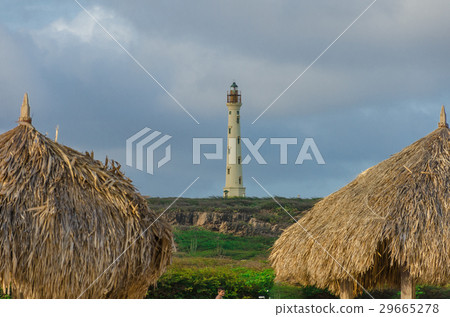The white old California Lighthouse in Aruba 29665278