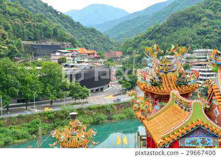 Building, grass, house, stream, spa area, verdant, golden 29667400