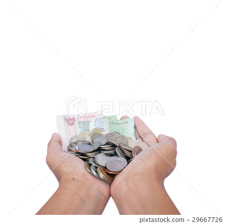Hand hold money Isolate background 29667726