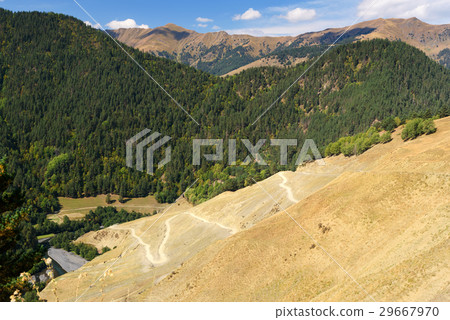 . Road to Omalo in Tusheti region. Georgia . Road to Omalo in Tusheti region. Georgia 29667970