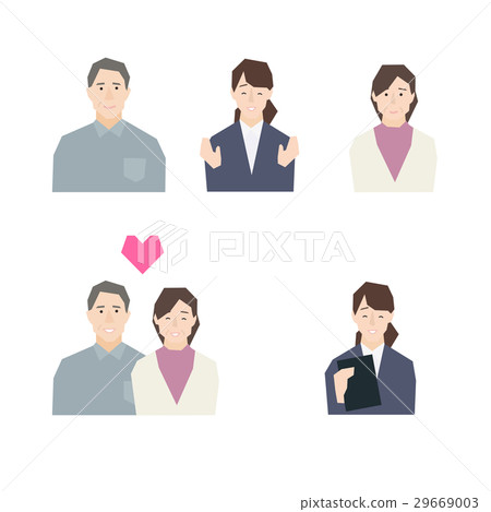 Illustration image material of encounters of seniors in their 50s, 60s, and 70s and marriage / marriage introduction centers and marriage consultation centers 29669003