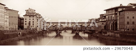 Florence Ponte Vecchio panorama monochrome Florence Ponte Vecchio panorama monochrome 29670048