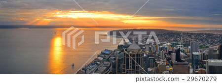 Seattle rooftop sunset 29670279