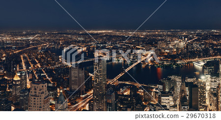 New York City downtown at night 29670318