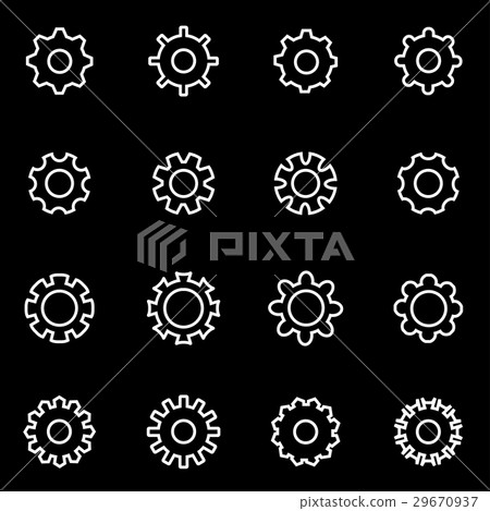 Vector line gear icon set - Stock Illustration [29670937] - PIXTA
