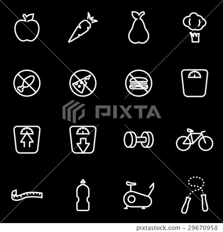 Vector line diet icon set 29670958
