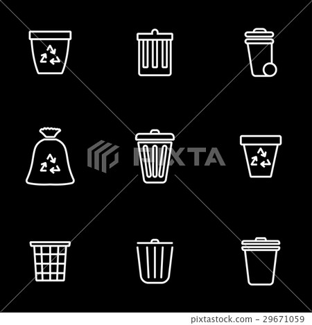 Vector line trash can icon set - Stock Illustration [29671059] - PIXTA