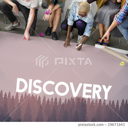 Discovery word on nature background with trees Discovery word on nature background with trees 29671841