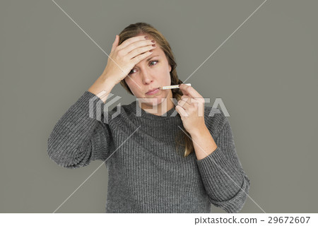 Caucasian Lady Sick Thermometer Concept Caucasian Lady Sick Thermometer Concept 29672607