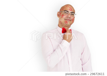 Man Confidence Smiling Happiness Lipstick Kiss Portrait Man Confidence Smiling Happiness Lipstick Kiss Portrait 29672611