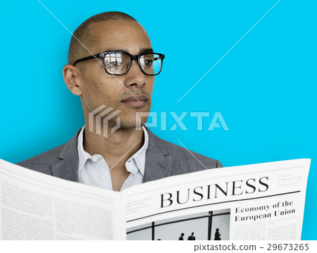 Business Man Reading Newspaper Concept Business Man Reading Newspaper Concept 29673265