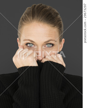 Woman Casual Sweater Cold Portrait Concept Woman Casual Sweater Cold Portrait Concept 29673297