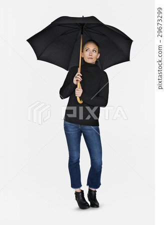 Woman Curious Awareness Umbrella Portrait Concept Woman Curious Awareness Umbrella Portrait Concept 29673299